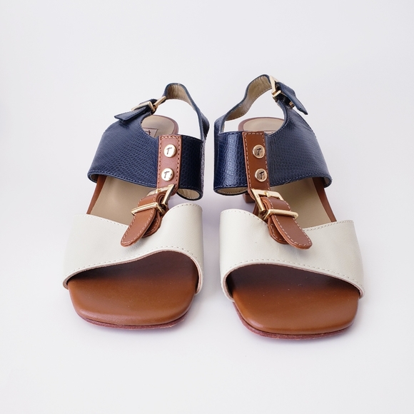 Vintage Tanguiis Leather Colorblock Heeled Sandals - Picture 4 of 14